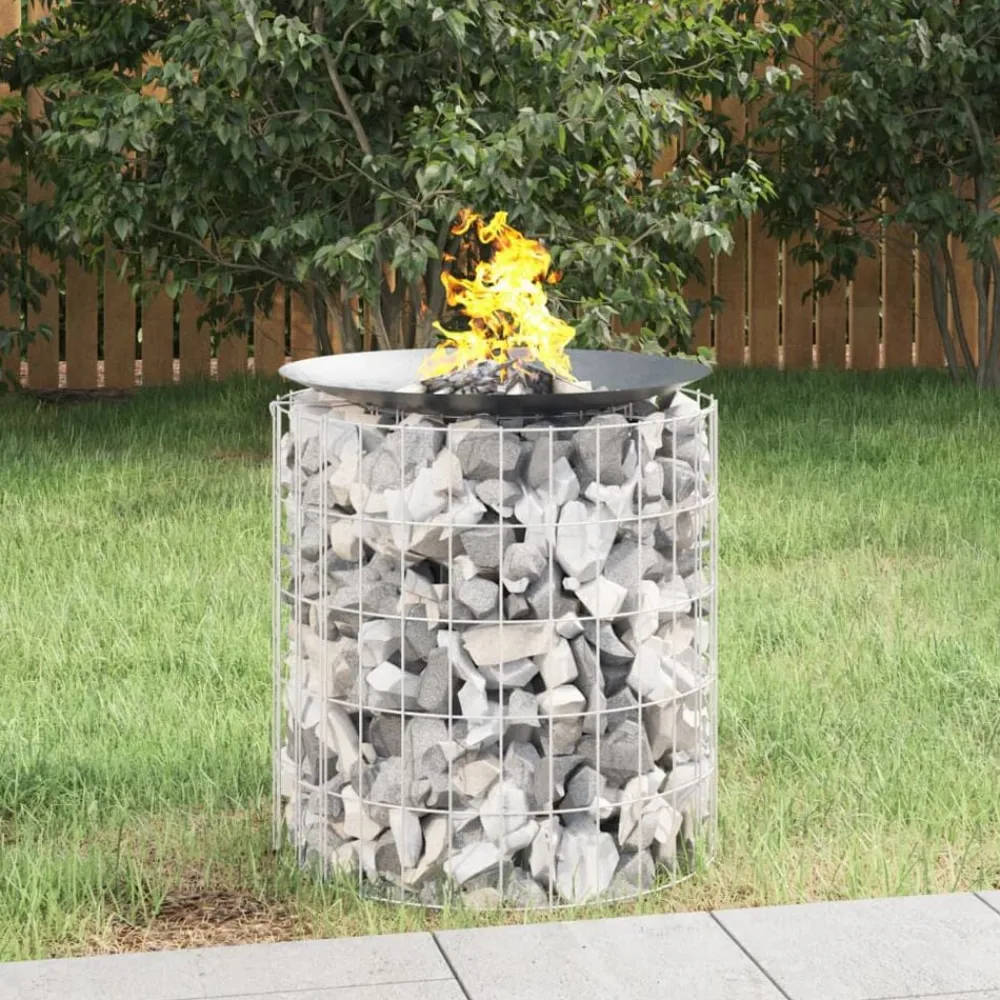 Cheminées-vidaXL Foyer en gabion Ø 50 cm Fer galvanisé