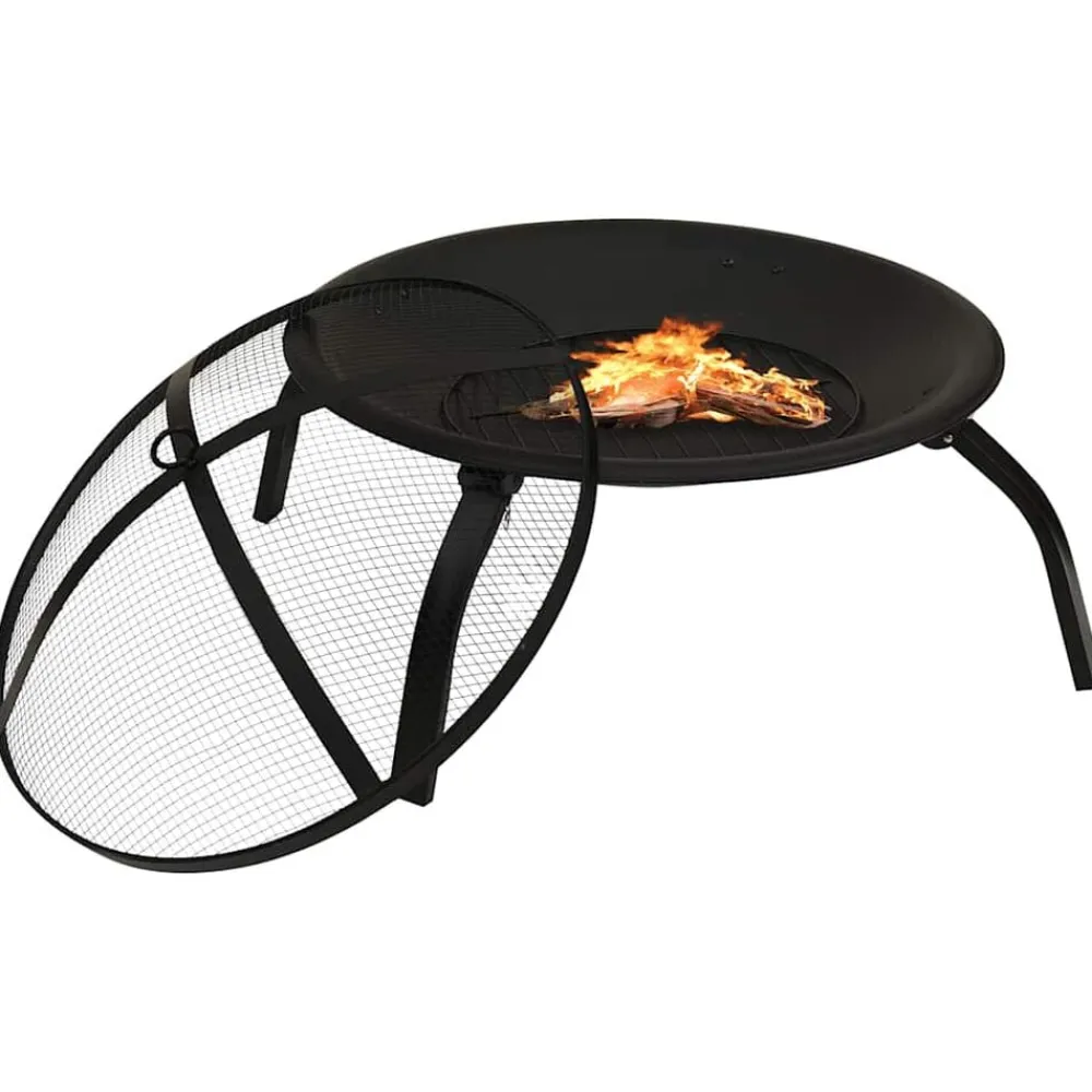 vidaXL Foyer et barbecue avec tisonnier 2 en 1 56x56x49 cm Acier