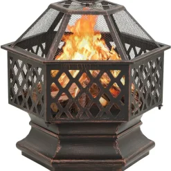 vidaXL Foyer rustique avec tisonnier 62x54x56 cm XXL acier