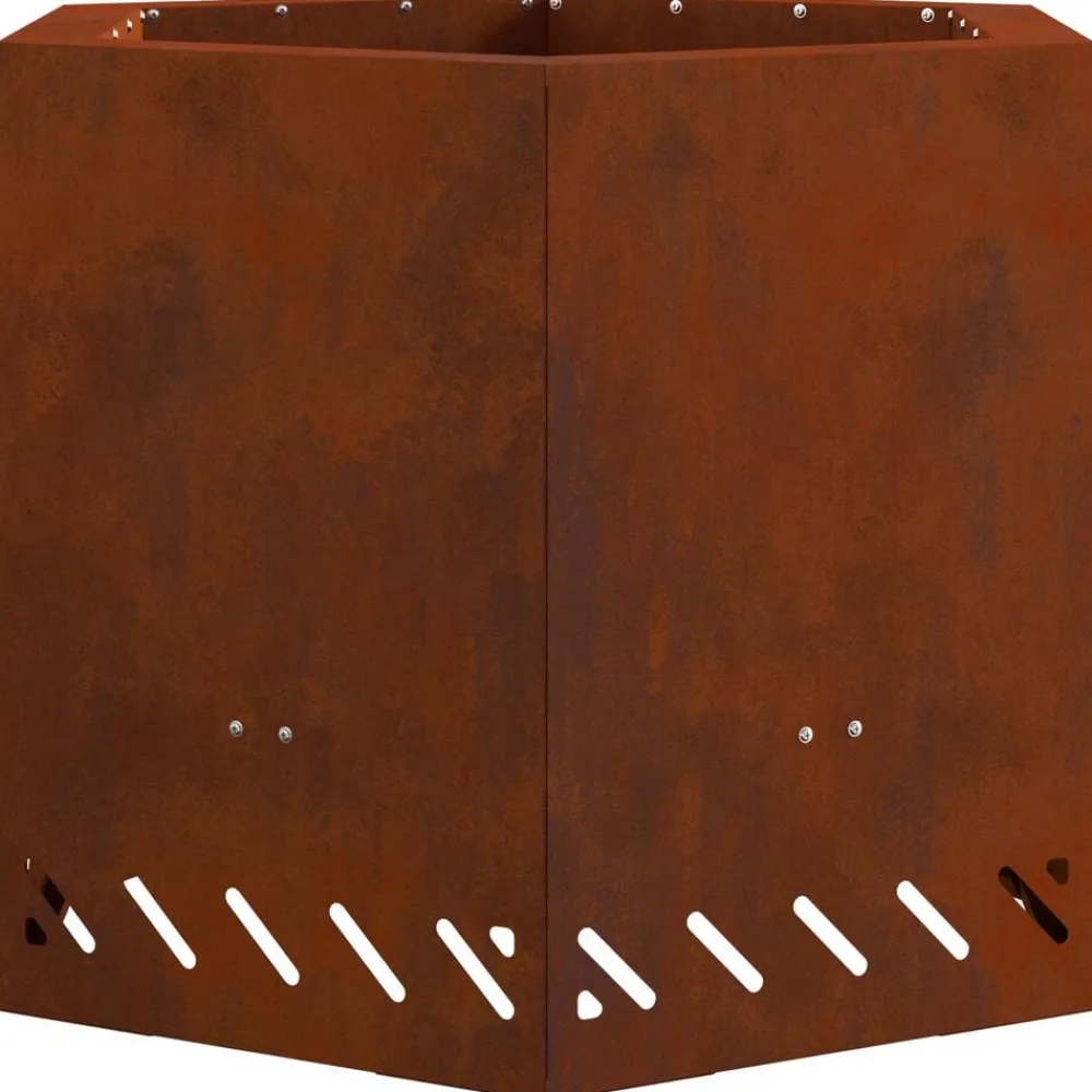 vidaXL Foyer sans fumée Marron 58 x 58 x 51 cm Acier patiné