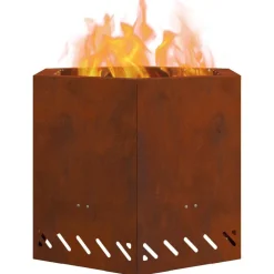 vidaXL Foyer sans fumée Marron 58 x 58 x 51 cm Acier patiné