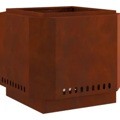 Cheminées-vidaXL Foyer sans fumée Marron 58 x 58 x 51 cm Acier patiné Acier corten/marron