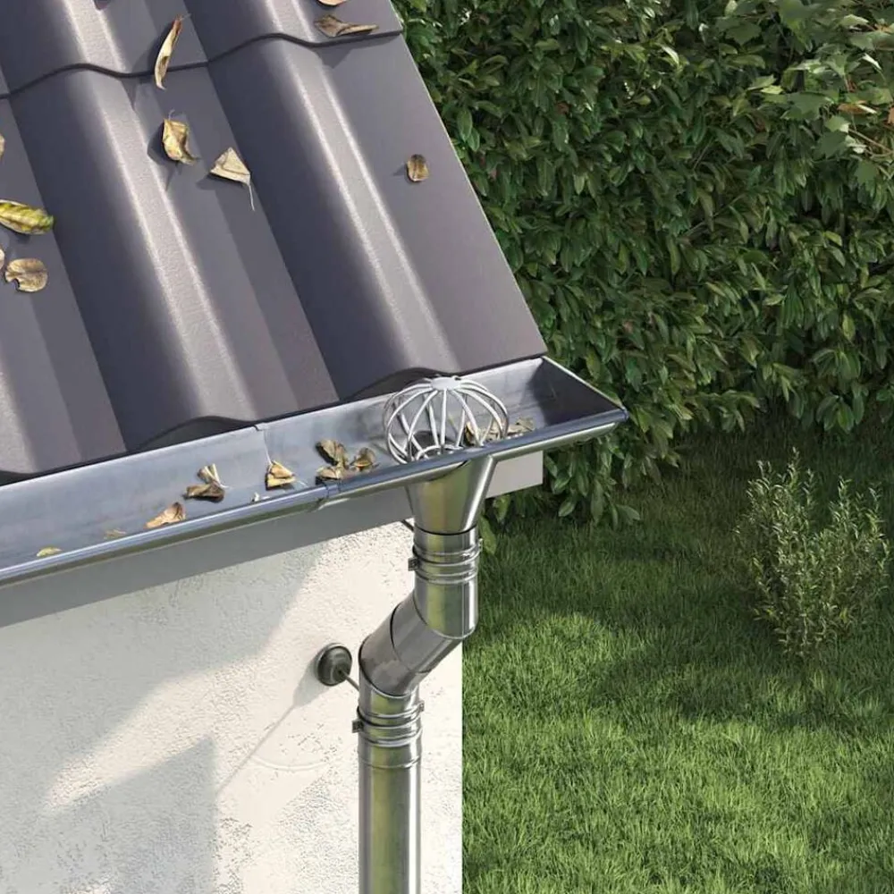 Matériaux De Construction-vidaXL Garde-feuilles de Gouttière 2 pcs Argent 50 mm Acier inoxydable