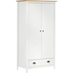 Armoires & Meubles De Rangement-vidaXL Garde-robe à 2 portes Hill Blanc 89x50x170cm Bois de pin solide Blanc et marron