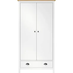 Armoires & Meubles De Rangement-vidaXL Garde-robe à 2 portes Hill Blanc 89x50x170cm Bois de pin solide Blanc et marron