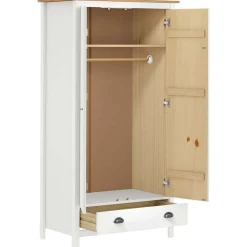 Armoires & Meubles De Rangement-vidaXL Garde-robe à 2 portes Hill Blanc 89x50x170cm Bois de pin solide Blanc et marron