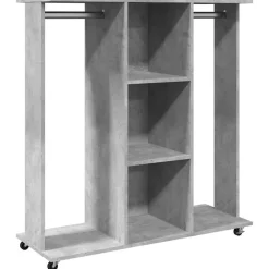 Produits Ménagers-vidaXL Garde-robe avec roues 102x38x110cm bois d'ingénierie Gris béton