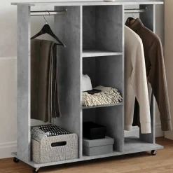 Produits Ménagers-vidaXL Garde-robe avec roues 102x38x110cm bois d'ingénierie Gris béton