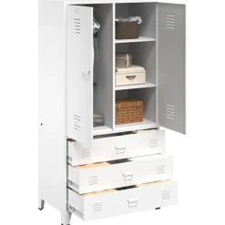 Armoires & Meubles De Rangement-vidaXL Garde-robe 90x50x180 cm Métal Blanc