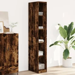 Armoires & Meubles De Rangement-vidaXL Garde-robe chêne fumé 30x50x200 cm bois d'ingénierie Ch&ecirc;ne fumé