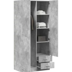 Armoires & Meubles De Rangement-vidaXL Garde-robe 80x52x180 cm Aggloméré Gris béton