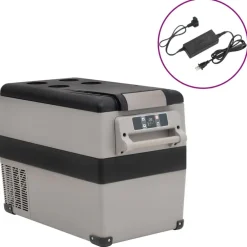vidaXL Glacière avec poignée et adaptateur noir et gris 35 L PP et PE