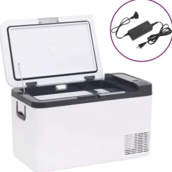 vidaXL Glacière avec poignée et adaptateur noir et blanc 18 L PP et PE