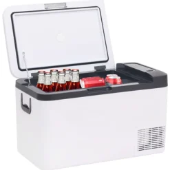 vidaXL Glacière avec poignée et adaptateur noir et blanc 18 L PP et PE