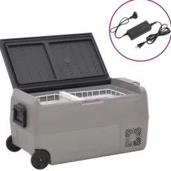 vidaXL Glacière avec roue et adaptateur noir et gris 50 L PP et PE