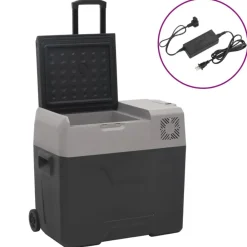 vidaXL Glacière avec roue et adaptateur noir et gris 40L polypropylène
