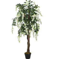 Décorations-vidaXL Glycine artificielle 560 feuilles 80 cm vert et blanc