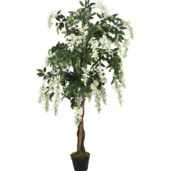 Décorations-vidaXL Glycine artificielle 560 feuilles 80 cm vert et blanc
