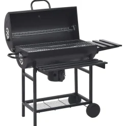 Arts De La Table & Arts Culinaires-vidaXL Gril à baril avec roues et étagères Noir Acier 115x85x95 cm