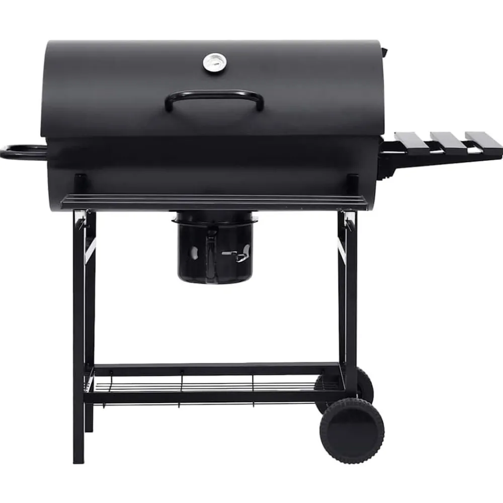 Arts De La Table & Arts Culinaires-vidaXL Gril à baril avec roues et étagères Noir Acier 115x85x95 cm