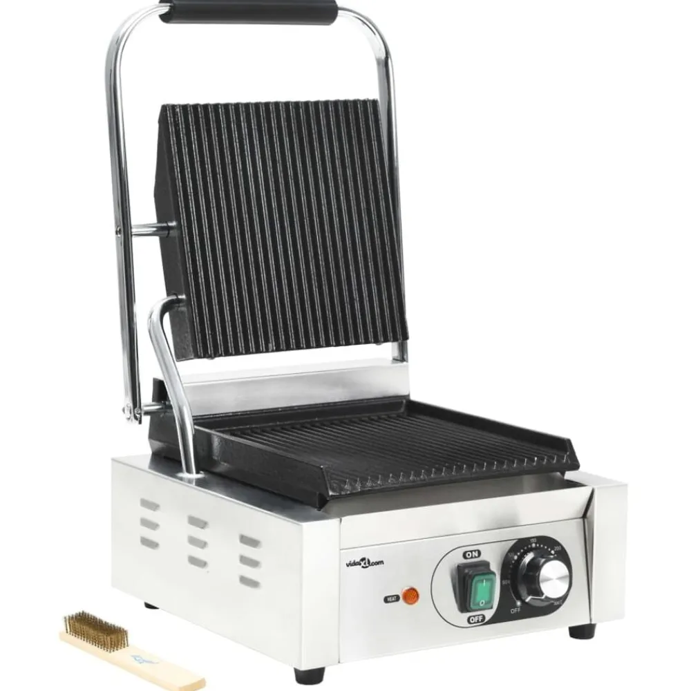 vidaXL Grill pour panini rainuré Acier inoxydable 1800 W 31x30,5x20 cm