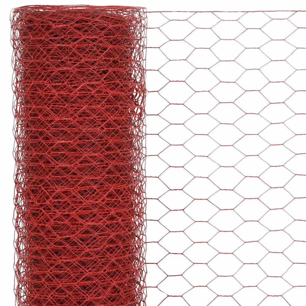 Clôtures & Barrières-vidaXL Grillage Acier avec revêtement en PVC 25x1 m Rouge