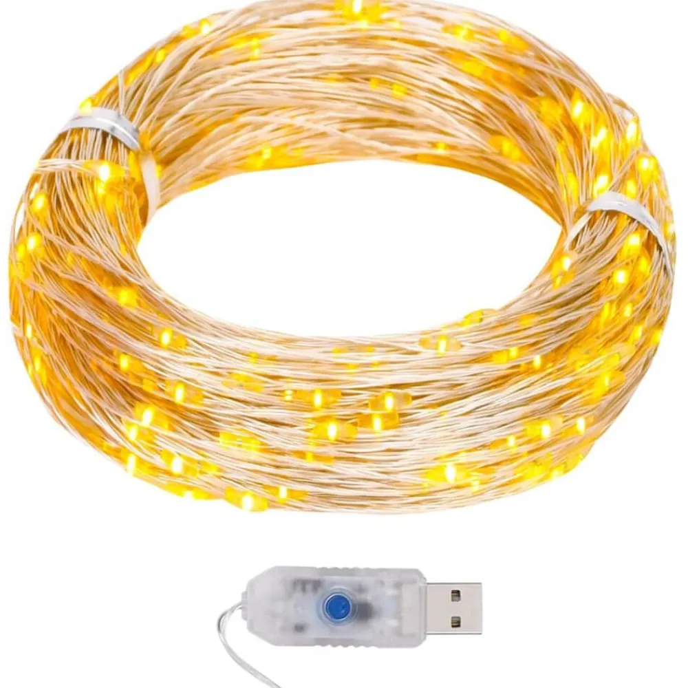 Décorations-vidaXL Guirlande lumineuse micro LED 40m 400LED 8fonctions Blanc chaud