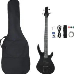Arts & Loisirs-vidaXL Guitare basse électrique pour débutants avec sac 4/4 46" Noir