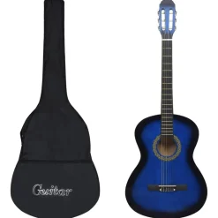 Arts & Loisirs-vidaXL Guitare classique avec sac pour débutants 4/4 39" Bleu