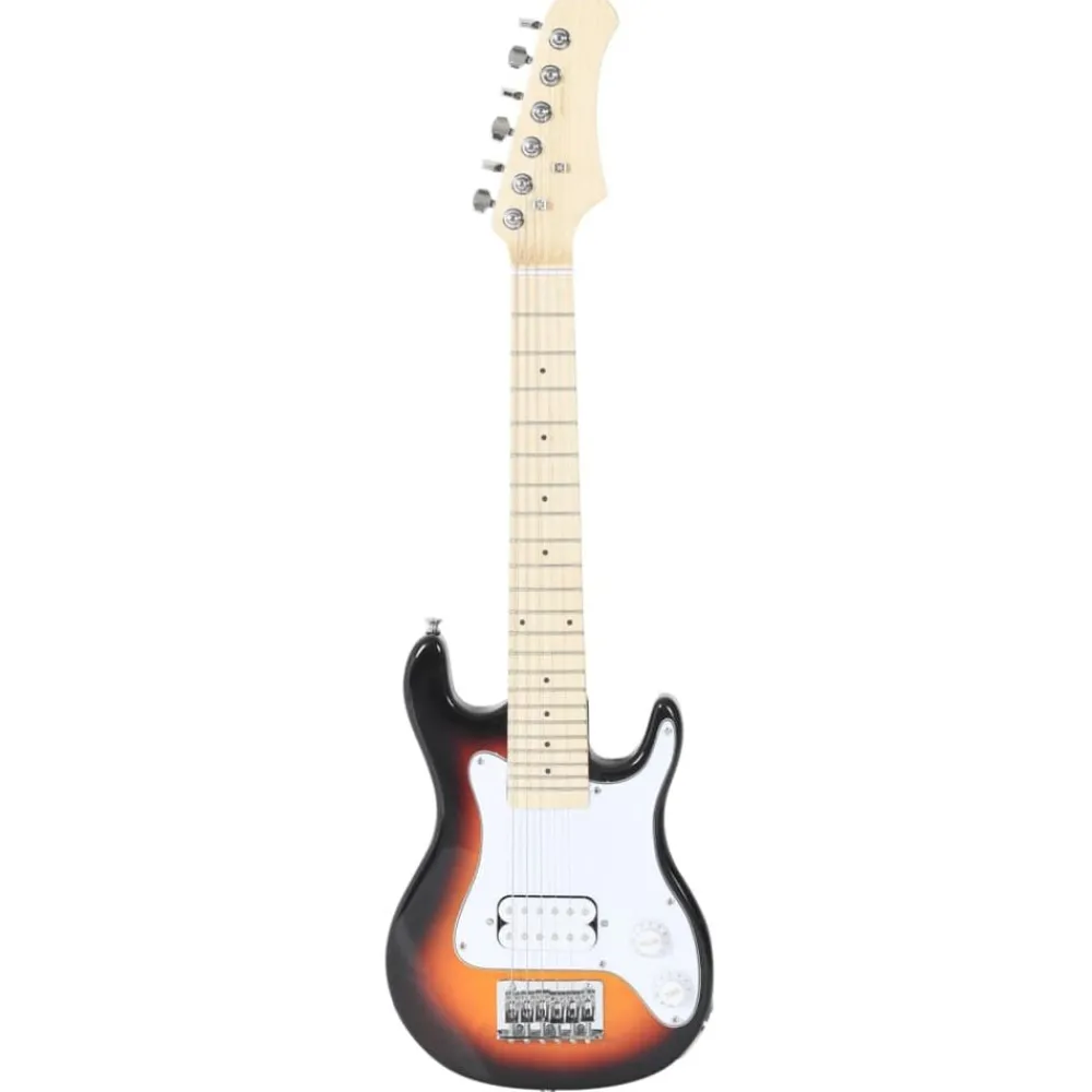 Arts & Loisirs-vidaXL Guitare électrique pour enfants et sac marron et blanc 3/4 30"