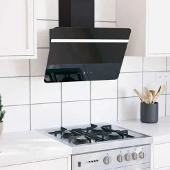 Arts De La Table & Arts Culinaires-vidaXL Hotte murale 60 cm Acier et verre trempé Noir