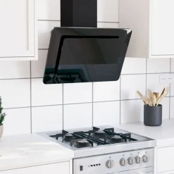 vidaXL Hotte murale 60 cm Acier inoxydable et verre trempé
