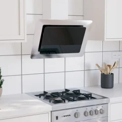 vidaXL Hotte murale 60 cm Acier inoxydable et verre trempé é
