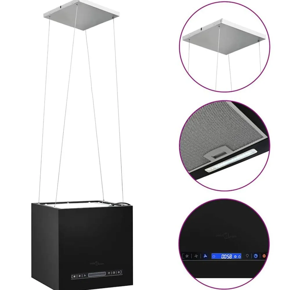 vidaXL Hotte suspendue à LCD tactile 37 cm Acier enduit de poudre