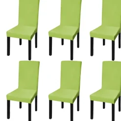 Décorations-vidaXL Housse de chaise droite extensible 6 pcs Vert