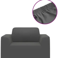 Décorations-vidaXL Housse extensible de canapé Jersey de polyester Anthracite