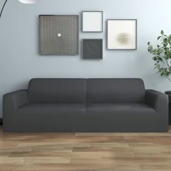 Décorations-vidaXL Housse extensible de canapé 2places Jersey polyester Anthracite
