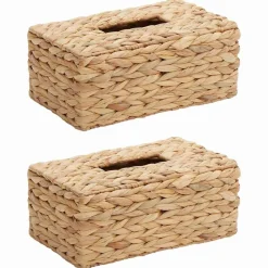 Accessoires De Salle De Bain-vidaXL Housses de boîte à tissues 2 pcs Jacinthe d'eau Naturel