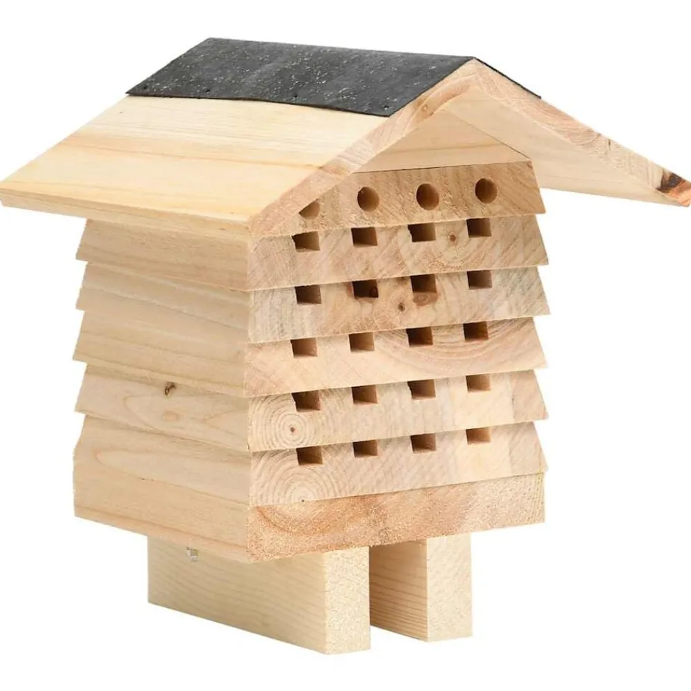vidaXL Hôtel d'abeilles Bois de sapin massif 22x20x20 cm