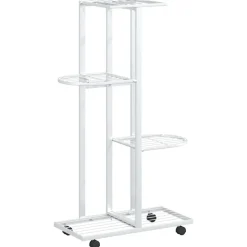 Pelouses & Jardins-vidaXL Jardinière à 4 niveaux avec roues 44x23x80 cm Fer Blanc