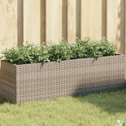 Pelouses & Jardins-vidaXL Jardinière avec 3 pots 105x30x32 cm résine tressée Gris