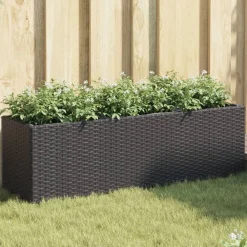 vidaXL Jardinière avec 3 pots 105x30x32 cm résine tressée