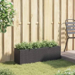 vidaXL Jardinière avec 3 pots 105x30x32 cm résine tressée