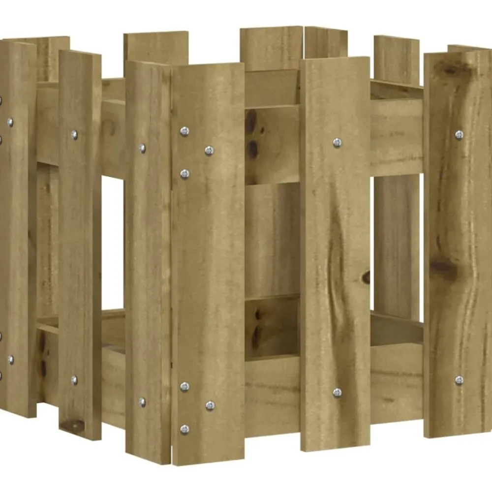 Pelouses & Jardins-vidaXL Jardinière avec design de clôture 30x30x30 cm pin imprégné Naturel impregné