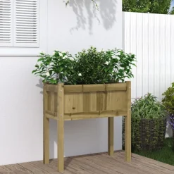 Pelouses & Jardins-vidaXL Jardinière avec pieds 70x31x70 cm bois de pin imprégné Naturel impregné