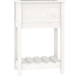 Pelouses & Jardins-vidaXL Jardinière avec étagère 54x34,5x81 cm Bois massif de pin Blanc