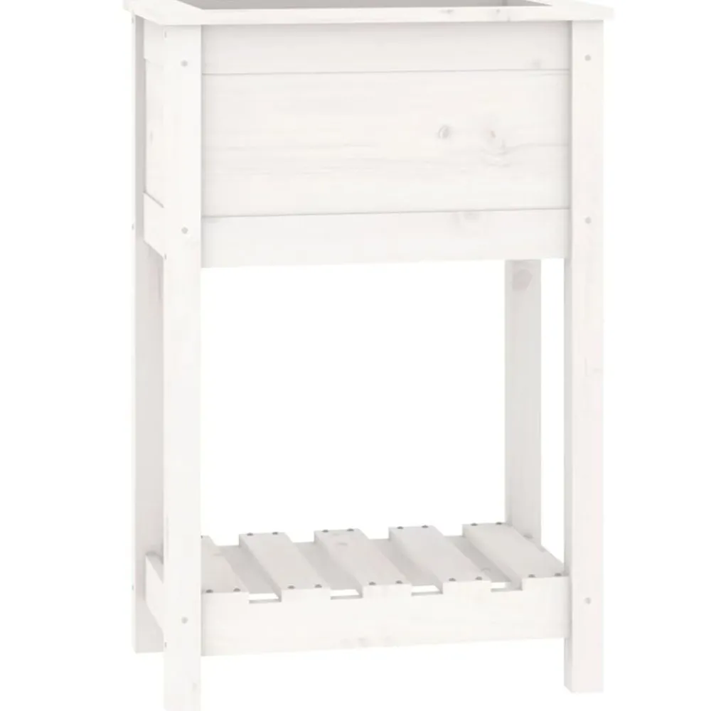 Pelouses & Jardins-vidaXL Jardinière avec étagère 54x34,5x81 cm Bois massif de pin Blanc