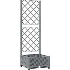 Pelouses & Jardins-vidaXL Jardinière avec treillis 40x40x121,5 cm PP Gris clair