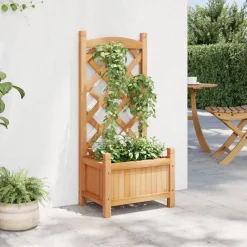 vidaXL Jardinière avec treillis bois massif de sapin