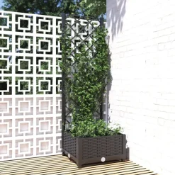Pelouses & Jardins-vidaXL Jardinière avec treillis 40x40x121,5 cm PP Noir